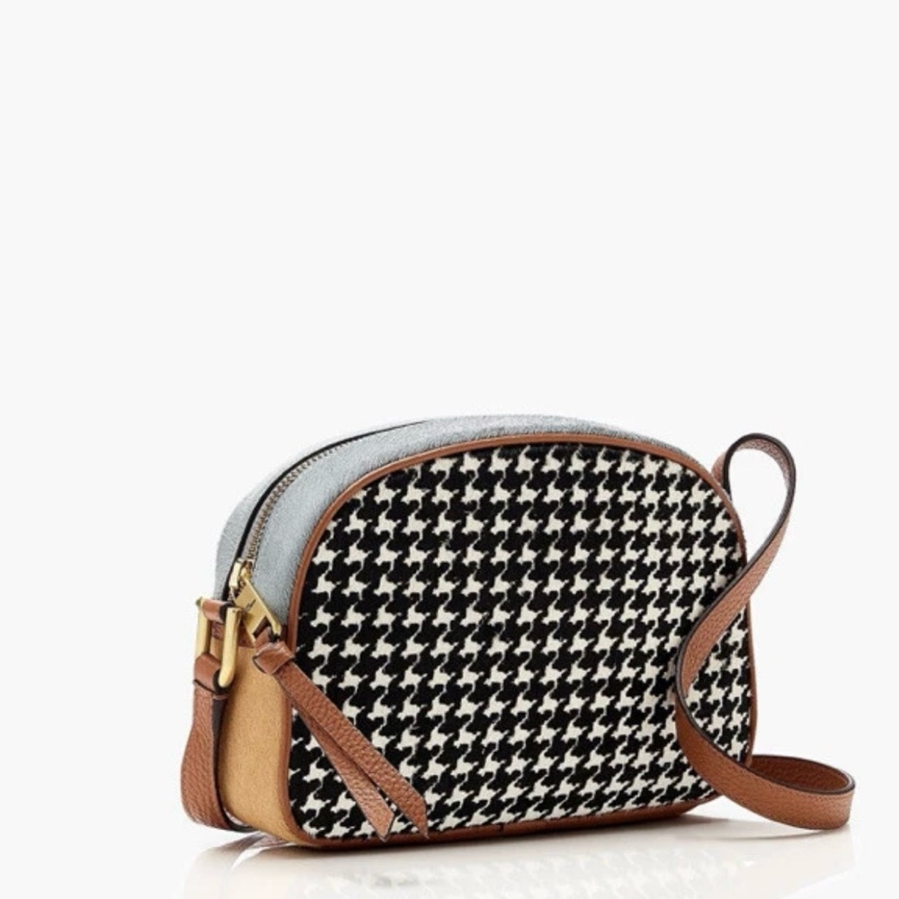 J. Crew Devon Crossbody Bag in Houndstooth Leather NWT